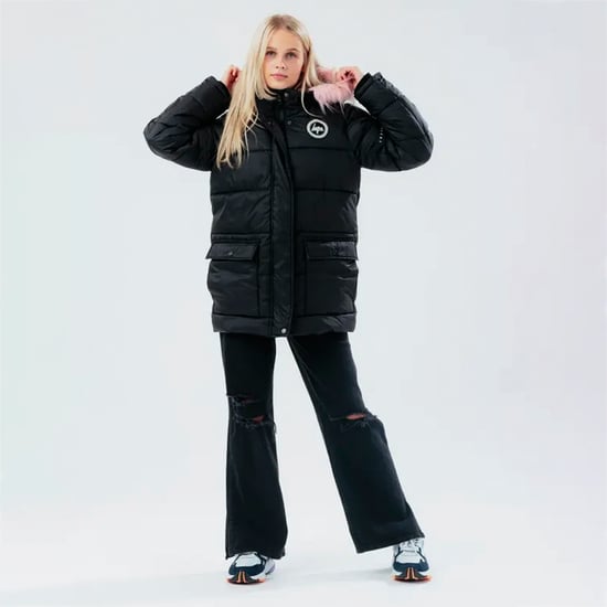 Meisjes Explorer Jas Kinderen Zwart Gewatteerde Warm Winterjas met Capuchon - Image 4