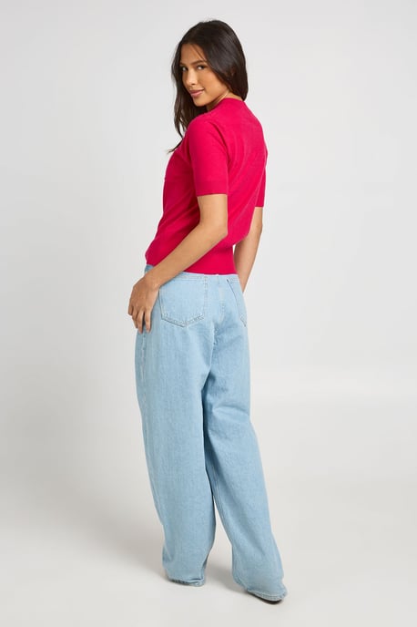 Knitted Cinched Hem Button Through Top - Image 2