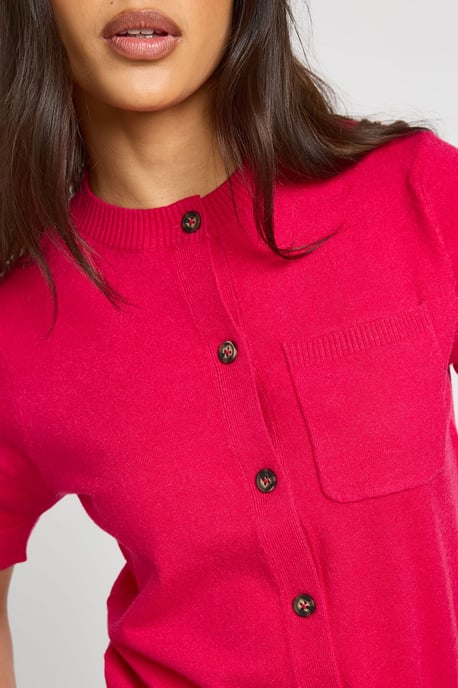 Knitted Cinched Hem Button Through Top - Image 4