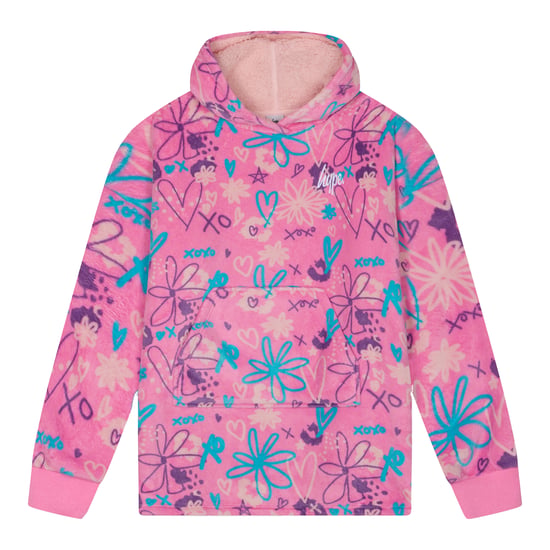 Meisjes Oversized Deken Blauw Scribble Hoodie Kinderen Fleece Warme Lounge Kleding - Image 1