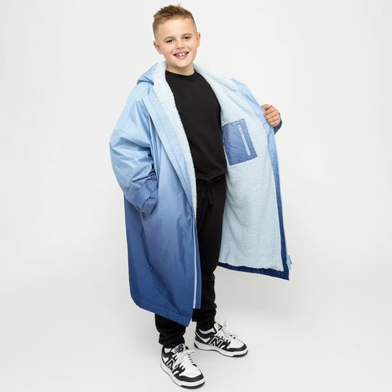 Kinderen Veranderjas Meisjes en Jongens Blauwe Ombre Fleece Warme Zwemjas - Image 5