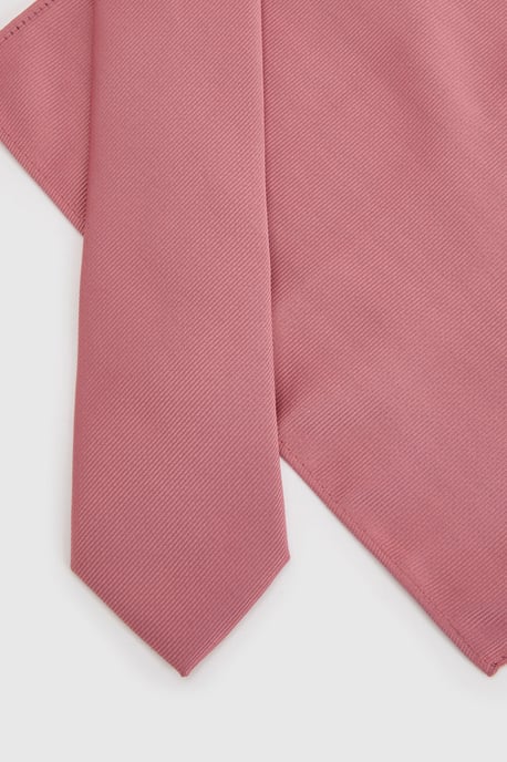 Coral Plain Tie and Pocket Square - Image 2
