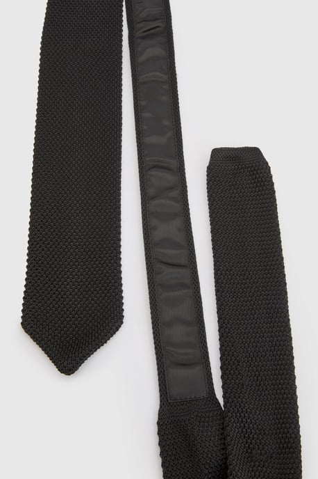 Black Slim Knit Tie - Image 2