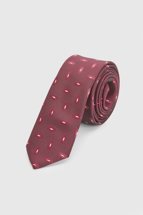 Burgundy Retro Pattern Tie - Image 1