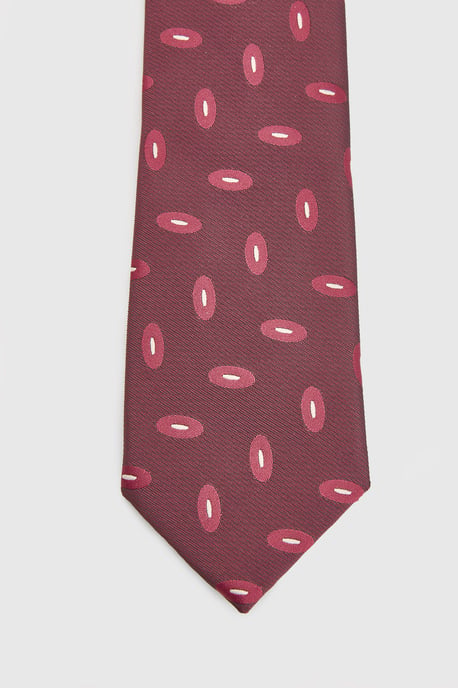 Burgundy Retro Pattern Tie - Image 2