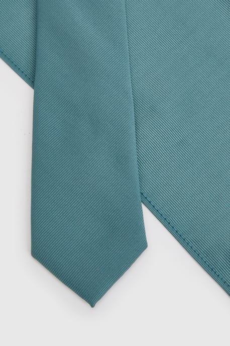 Teal Plain Tie and Pocket Square - Image 2