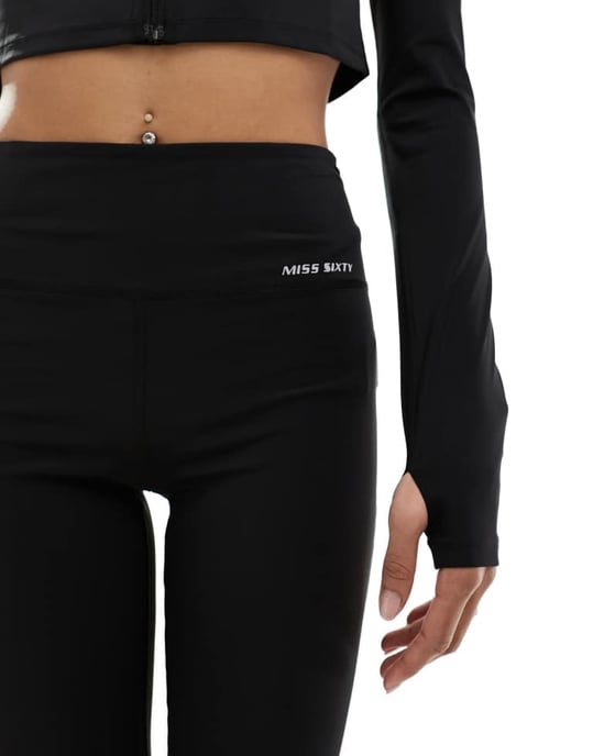 Miss Sixty co-ord logo flared yoga pants in black - Image 3