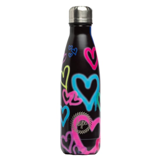 Zwarte Graffiti Hart Metalen Waterfles | Schroefdop Herbruikbaar Lekvast - Image 1