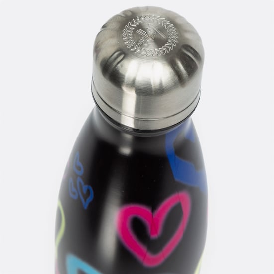 Zwarte Graffiti Hart Metalen Waterfles | Schroefdop Herbruikbaar Lekvast - Image 3