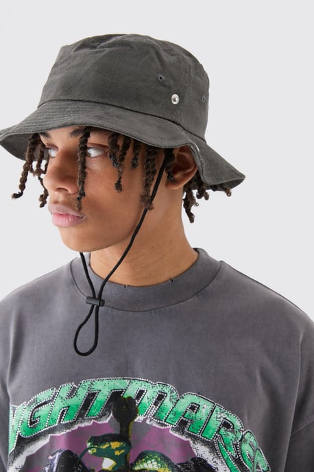 Printed Tie Dye Boonie Hat In Black - Image 2
