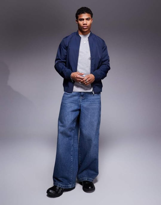 ASOS DESIGN lightweight bomber jacket in navy - Image 2
