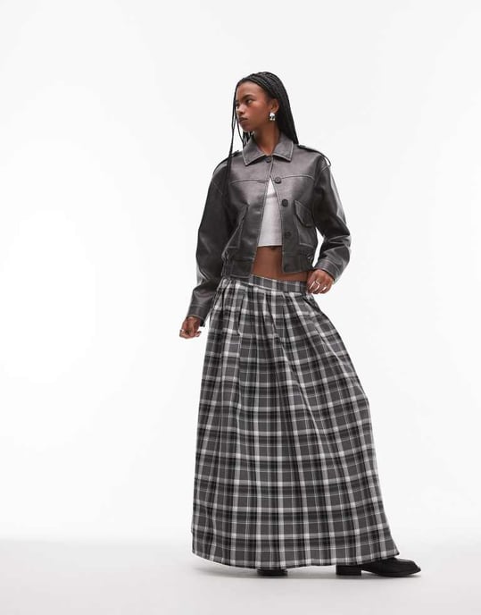 Topshop faux leather cropped button thru patch pocket bomber in washed black - Image 3