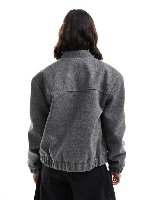 Miss Selfridge brushed oversized bomber in grey - Image 3