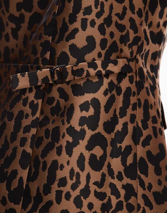 Topshop jacquard leopard waistcoat in bronze/gold - Image 3