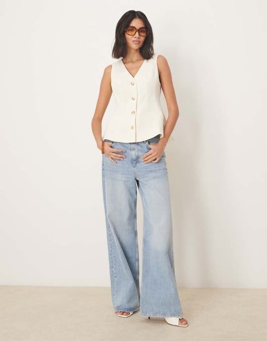 ASOS DESIGN peplum waistcoat in buttermilk - Image 3