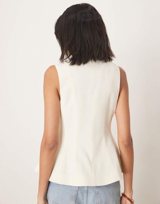 ASOS DESIGN peplum waistcoat in buttermilk - Image 4