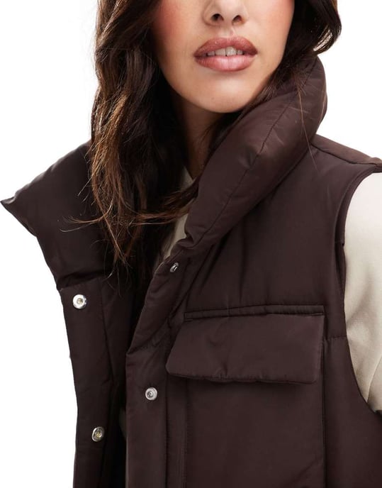 Threadbare padded gilet in brown - Image 3