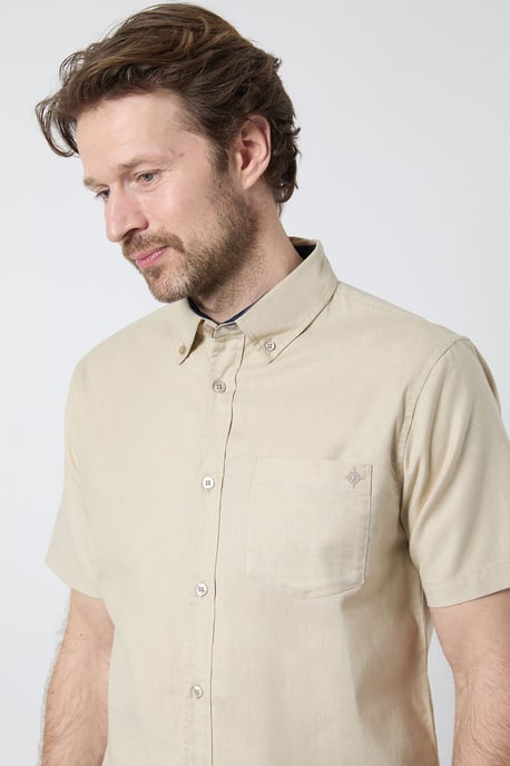 Stone Short Sleeve Linen Blend Shirt - Image 4