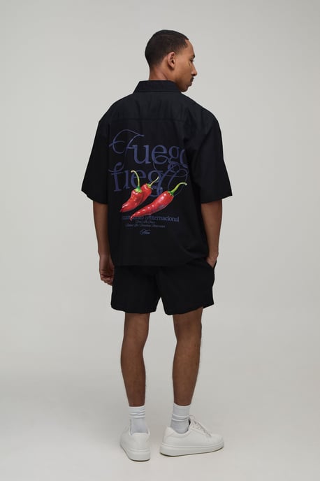 Oversized Half Sleeve Chilli Shirt and Relaxed Short - Image 2