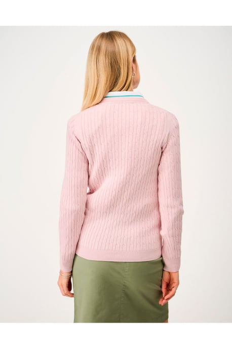 Heritage Cable Crew Neck Pink - Image 4