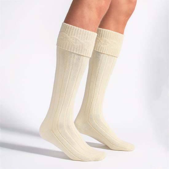 1 Pack Heren Wol Lange Kniehoge Crème Kilt Sokken - Image 5