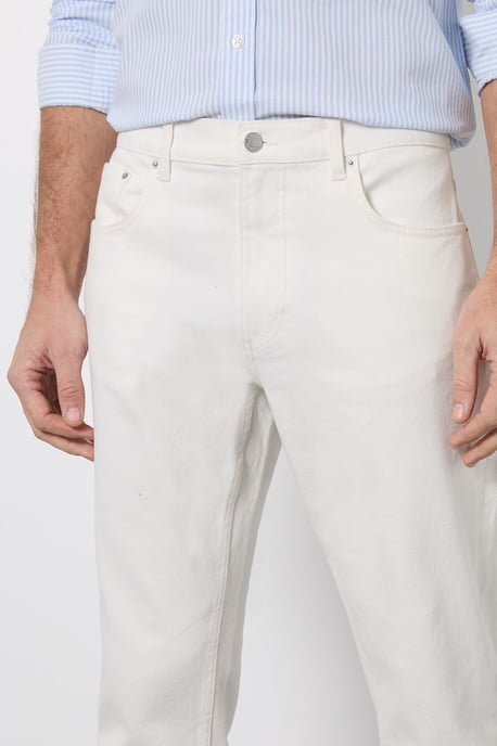 Off White Slim Fit Jeans - Image 4