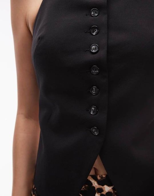 Topshop button up waistcoat in black - Image 3