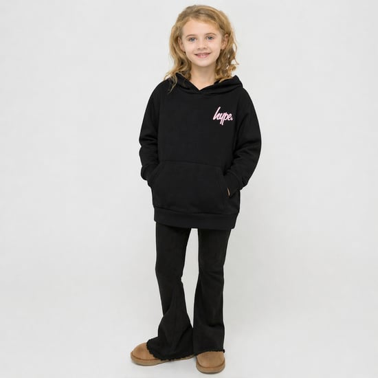 Girls Hoodie Kids Casual Black Sweatshirt Soft Graphic Back Design - Image 3