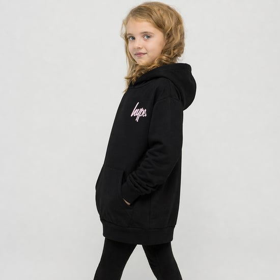 Girls Hoodie Kids Casual Black Sweatshirt Soft Graphic Back Design - Image 4