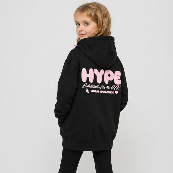 Girls Hoodie Kids Casual Black Sweatshirt Soft Graphic Back Design - Image 5