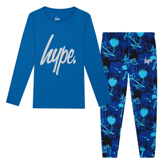 Blue Graffiti Boys Pyjama Set Kids Soft Sleepwear Lounge PJs - Image 1