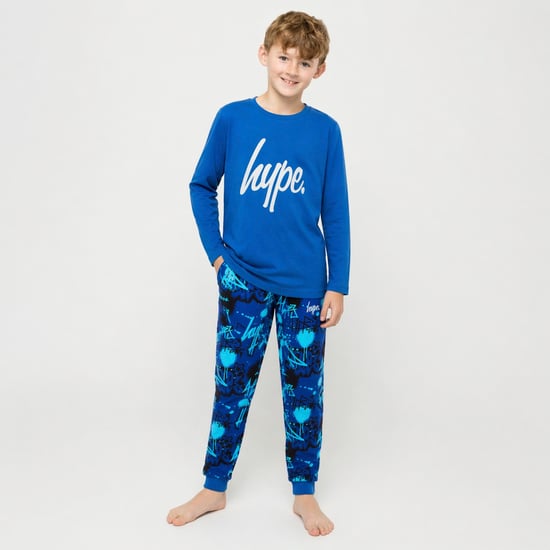 Blue Graffiti Boys Pyjama Set Kids Soft Sleepwear Lounge PJs - Image 5