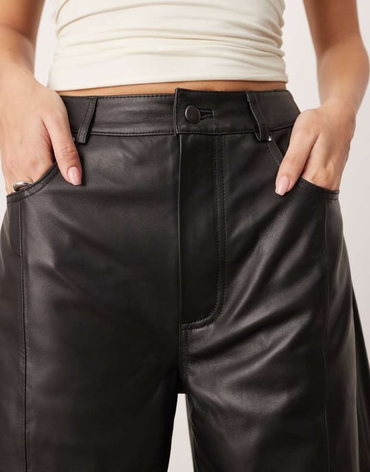 ARRANGE Sydney leather high waisted barrel trouser in black - Image 2