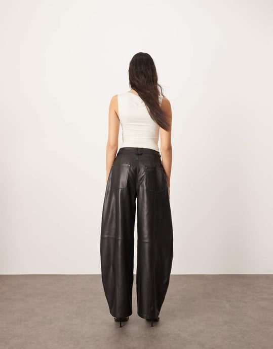 ARRANGE Sydney leather high waisted barrel trouser in black - Image 4