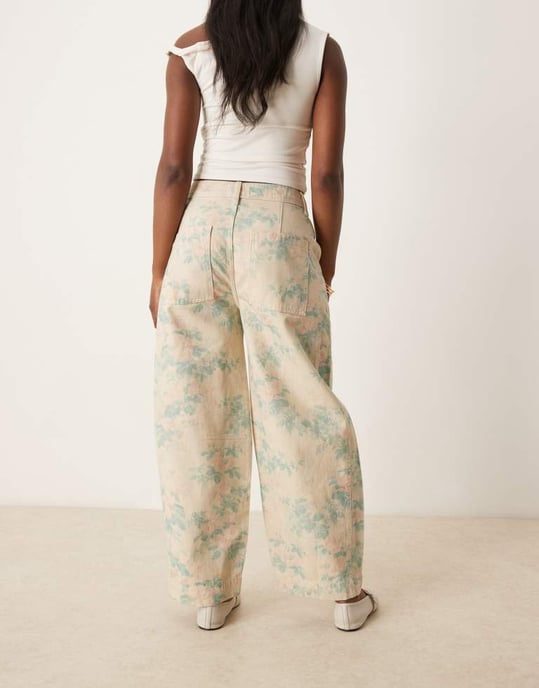 ASOS DESIGN seamed barrel trousers in vintage floral print - Image 3
