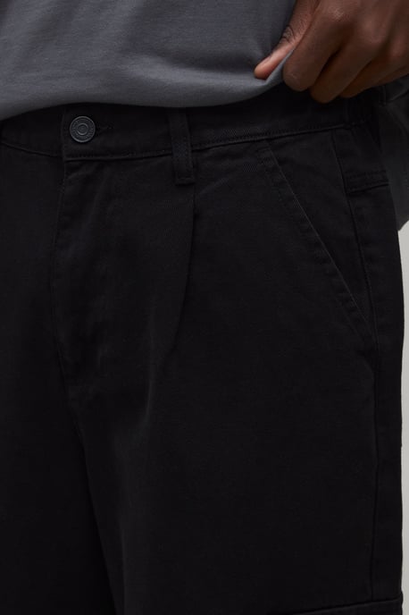 Wide Fit Half & Half Waistband Cargo Pocket Washed Twill Trouser - Image 3