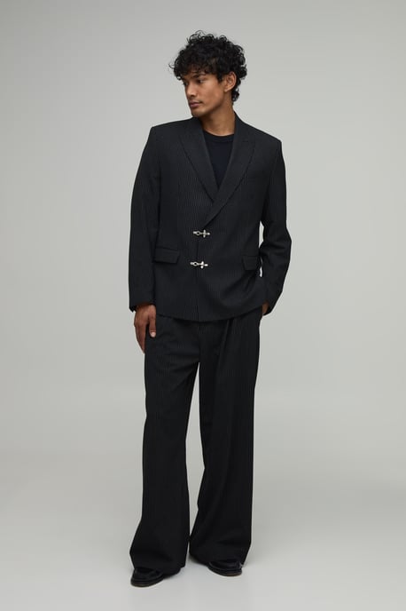 Tailored Pinstripe Pleat Front Wide Fit Suit Trousers - Image 4
