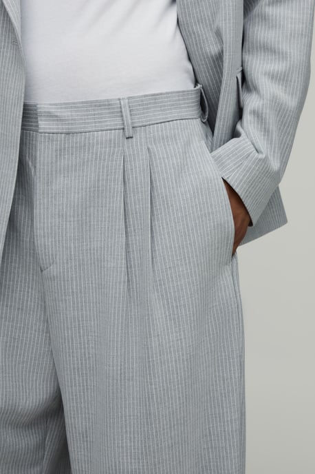Tailored Pinstripe Pleat Front Wide Fit Suit Trousers - Image 3