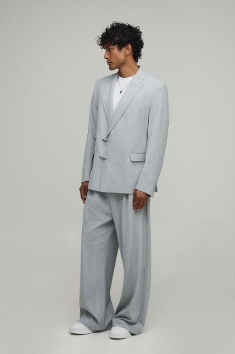 Tailored Pinstripe Pleat Front Wide Fit Suit Trousers - Image 4