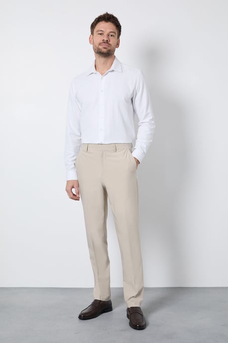 Beige Slim Fit Smart Trousers - Image 2