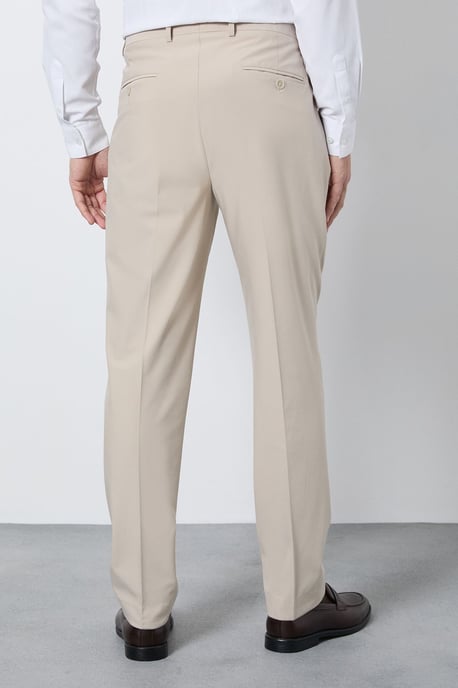 Beige Slim Fit Smart Trousers - Image 3