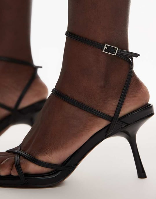 Topshop Fabian strappy heeled sandal in black - Image 3