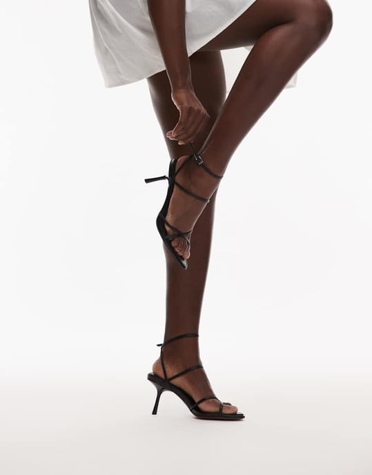 Topshop Fabian strappy heeled sandal in black - Image 4