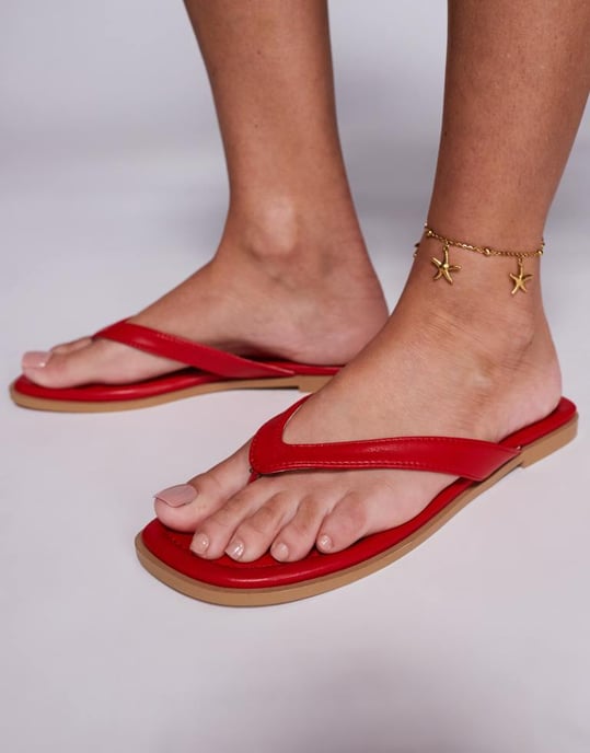 Public Desire Wide Fit thong flat sandal in red - Image 3