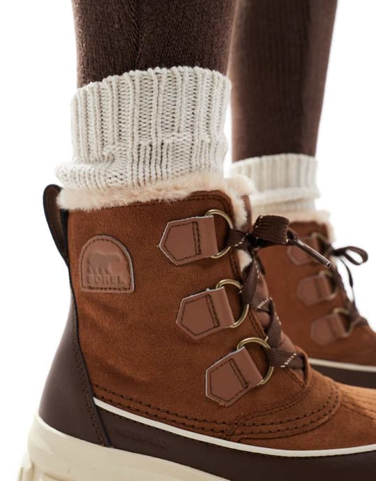 Sorel Torino V WP waterproof fleece lined faux fur leather snow boots in velvet tan and tobacco - Image 4