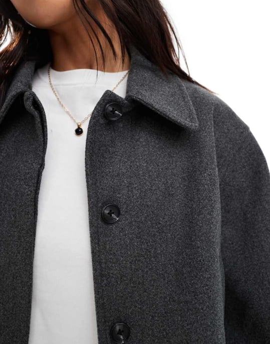 ASOS DESIGN toppkragejacka i kolgrå - Image 3