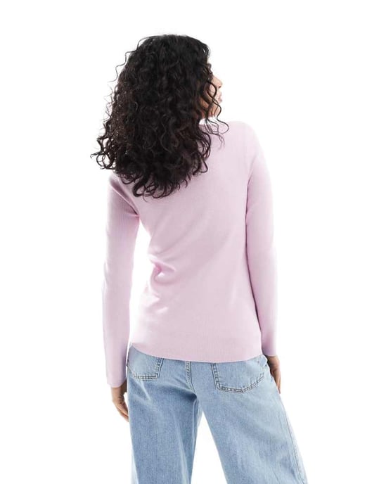ASOS DESIGN crew neck longline cardigan in pink - Image 4