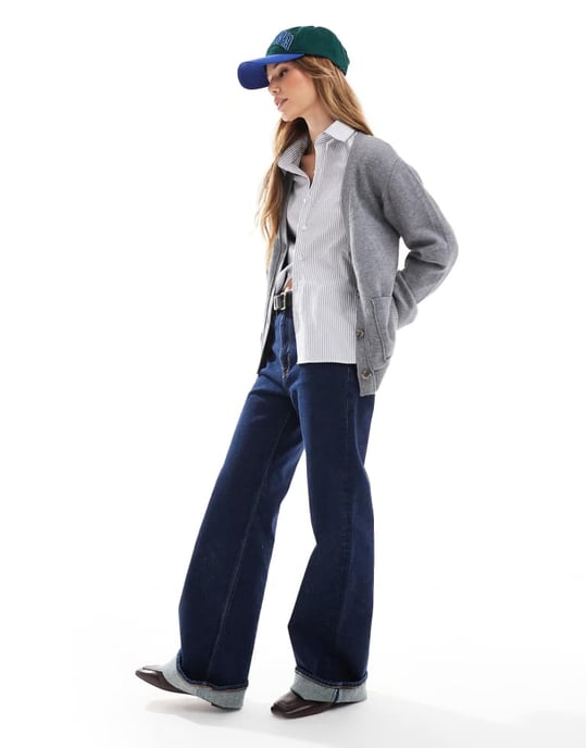 Cotton On lux v neck pocket cardigan in charcoal marle - Image 4