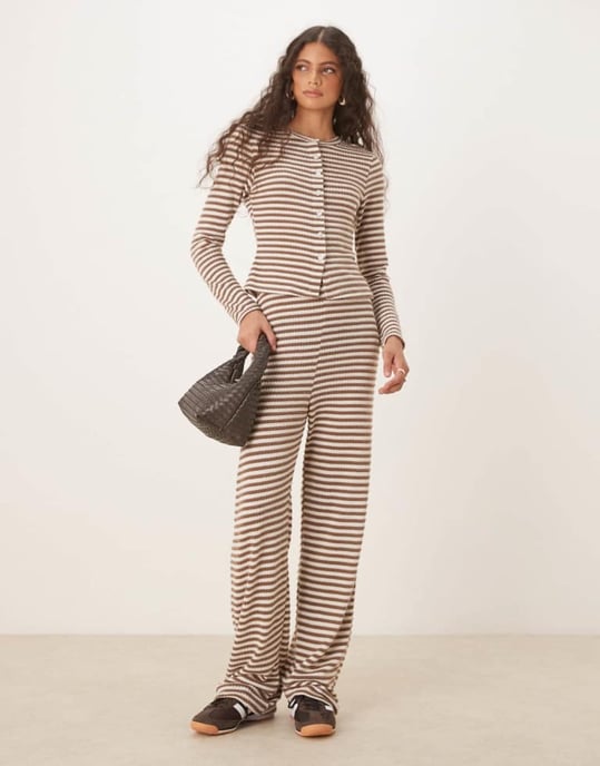 ASOS DESIGN co-ord long sleeve cardigan in textured stripe - Image 2