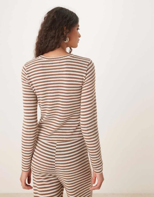 ASOS DESIGN co-ord long sleeve cardigan in textured stripe - Image 3